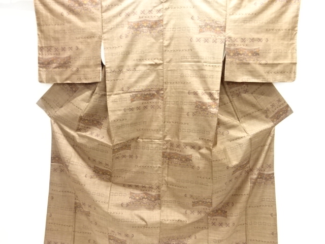 JAPANESE KIMONO / UNUSED / SILK / DORO OSHIMA TSUMUGI / WOVEN FLORAL SARASA